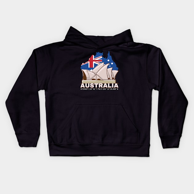 Australia Sydney GPS coordinates Opera House Kids Hoodie by Saraahdesign